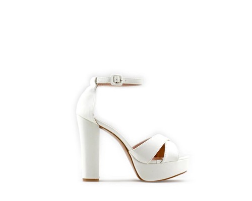 Sandalia Tacón Ancho Plataforma PU Fiesta